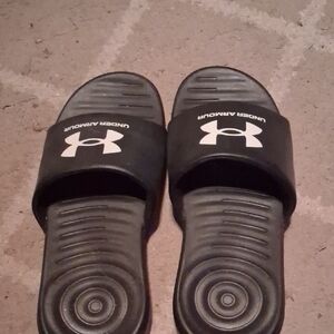 Under Armour Black Slides with White Logo